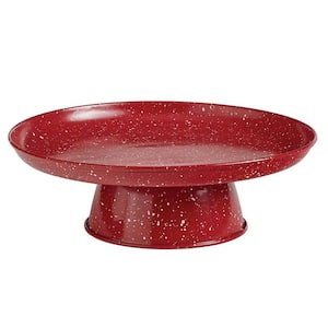 Granite Enamelware 1-Tier Speckled Red Cake Stand