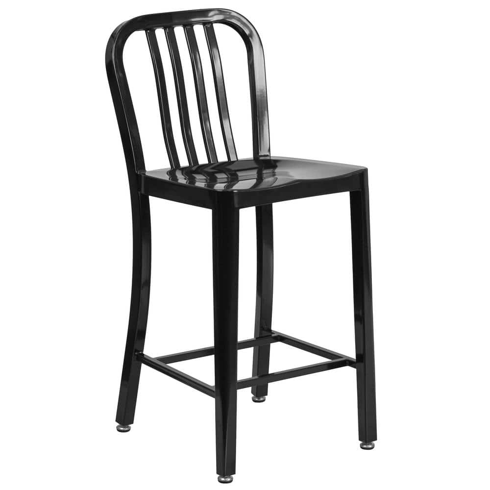 Flash Furniture 24 5 In Black Metal Bar Stool CH6120024BK The Home Depot   Black Flash Furniture Bar Stools Ch6120024bk 64 1000 