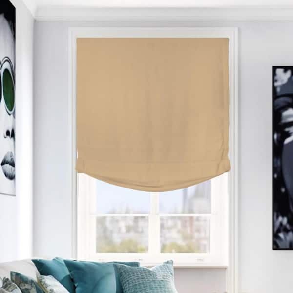 Chicology Khaki Cordless Light Filtering Privacy Polyester Roman Shade 23 in. W x 64 in. L