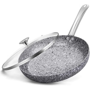 CSK 11 in. Granite Aluminum Non-Stick Frying Pan in Gray with Lid