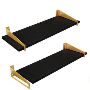 23.6 in. W x 7.8 in. D Long Black Gold Decorative Wall Shelf, Floating Shelves Wall Mounted Set of 2
