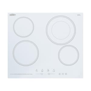 24 in. Radiant Electric Cooktop in White with 4 Elements including Dual Zone Element
