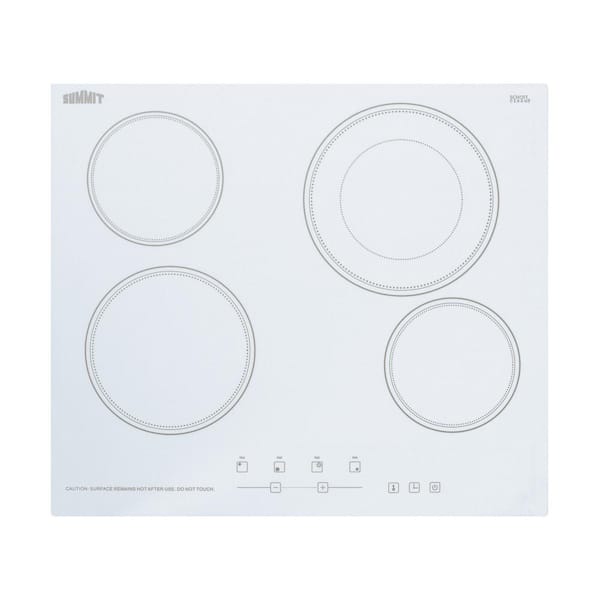 Summit Appliance 23.25 in. Radiant Electric Cooktop in White with 4 Elements Including Dual Zone Element