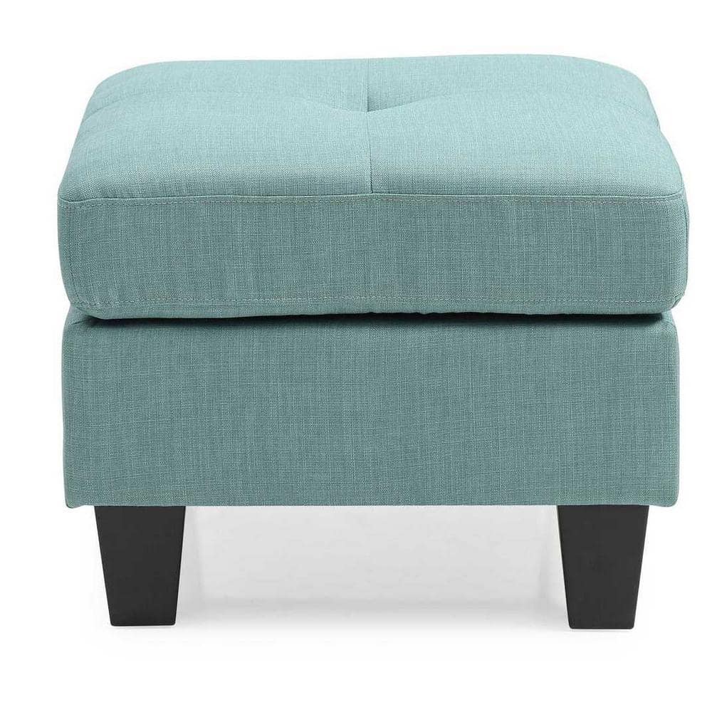 Newbury Teal Twill Upholstered Ottoman