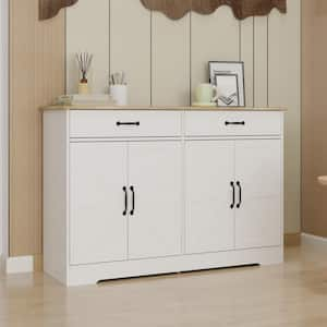 47.95inx15.35inx32.09in MDF Ready to Assemble Kitchen Cabinet in White with 2 Drawers and 4 Doors with X