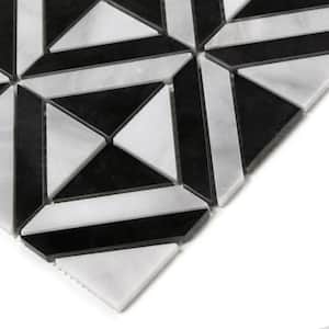 Diamond Carrara White and Black Marquina 6 in. x 6 in. Polished Marble Floor and Wall Mosaic Tile (Sample, 0.25 sq. ft.)