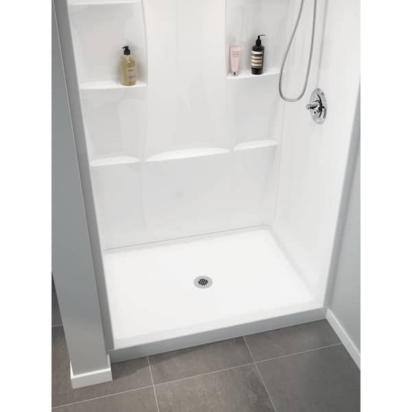 Delta - Classic 400 48 x 34 Alcove Shower Pan Base with Center Drain in High Gloss White
