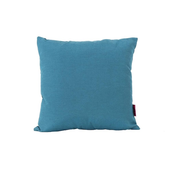 Unbranded 18 in. W x 18 in. H Teal Outdoor Throw Pillow, Water Resistant Lumbar Pillow (2-Pack)