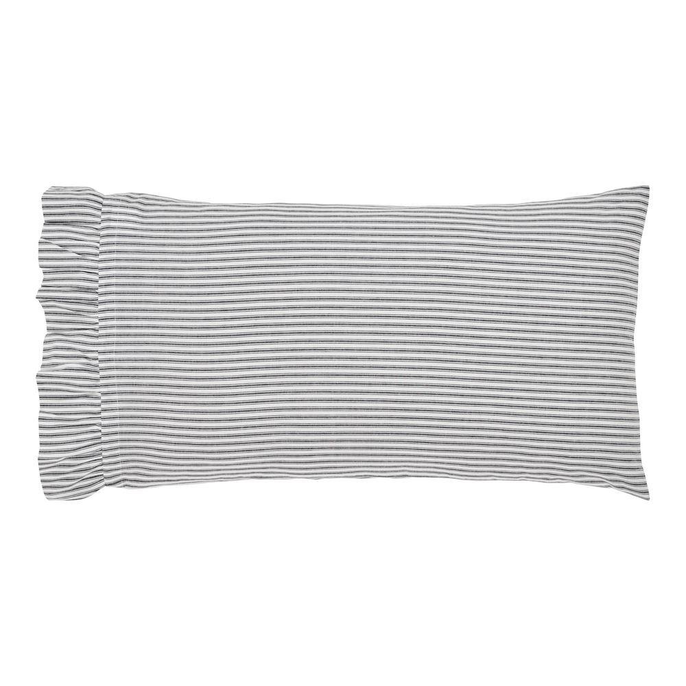 Sawyer Mill Black and White Ruffled Cotton King Pillowcase Set