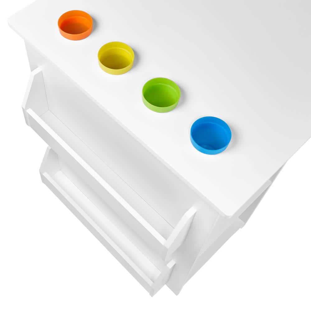 White Minimalist Children's Activity Table with Storage Bins