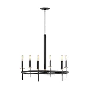 Bryant 6-Light Midnight Black Modern Linear Hanging Candlestick Chandelier