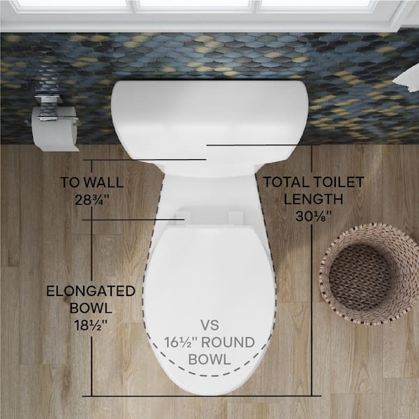 CRAFT + MAIN - Deven Flush Guard 12 in. 2-Piece 1.28 GPF Single Flush Elongated Toilet in White with Overflow Protection, Seat Included