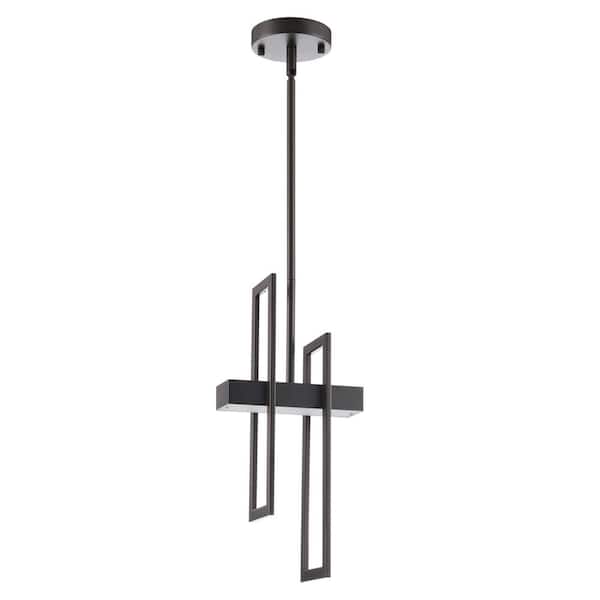 Merra 12-Watt Integrated LED Bronze Pendant with Geometric Metal Frame