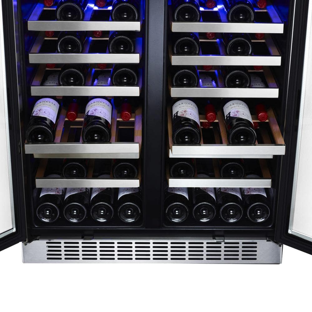 EdgeStar 30-Inch Stainless Steel Dual Zone Wine Cooler with Interior Lighting