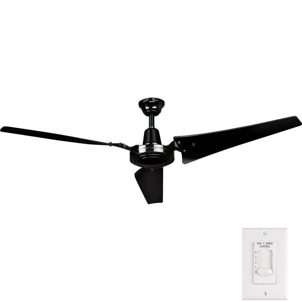 Hampton Bay Industrial 60 in. Indoor/Outdoor Black Ceiling Fan