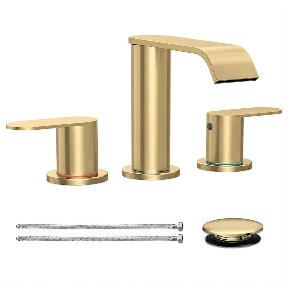 Cascelle 8 in. Widespread 2-Handle Waterfall Bathroom Faucet with 360° Swivel Spout in Brushed Gold price history on PriceWatchPro