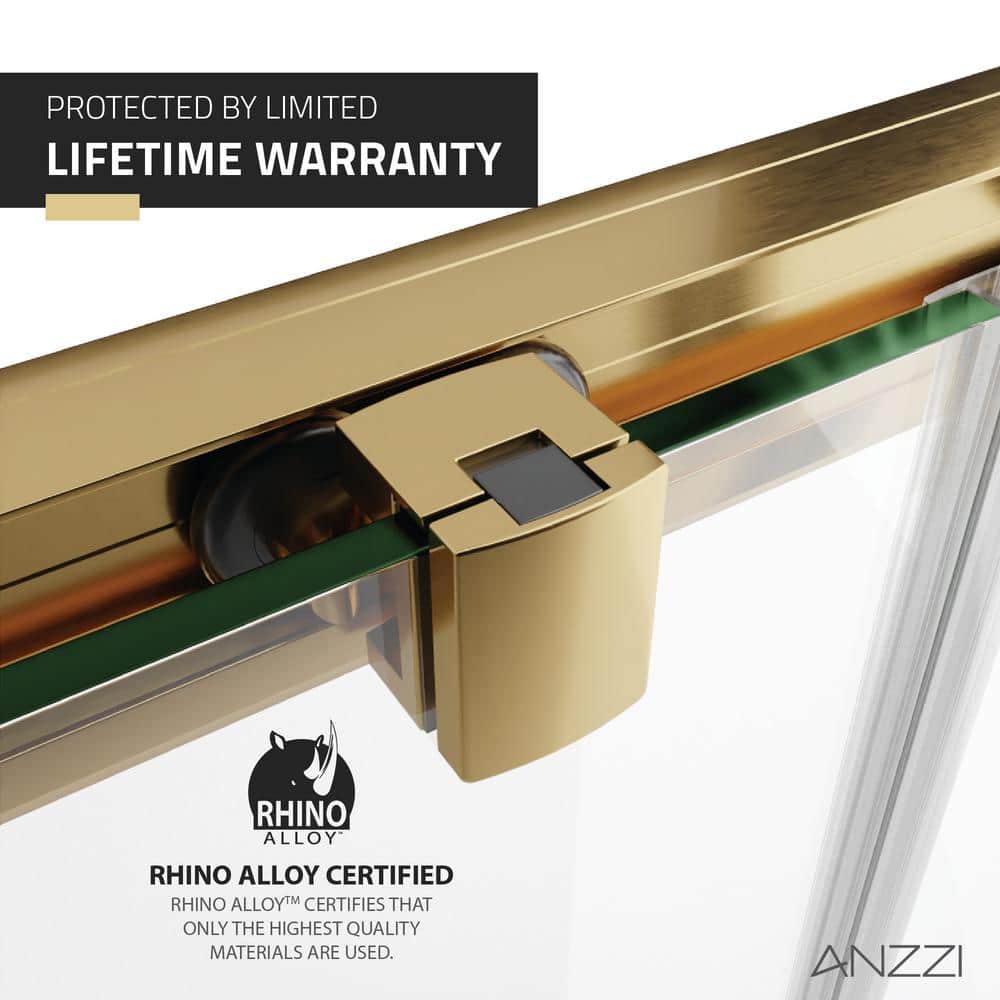 Brushed Gold Framed Double Sliding Shower Door with Clear Glass
