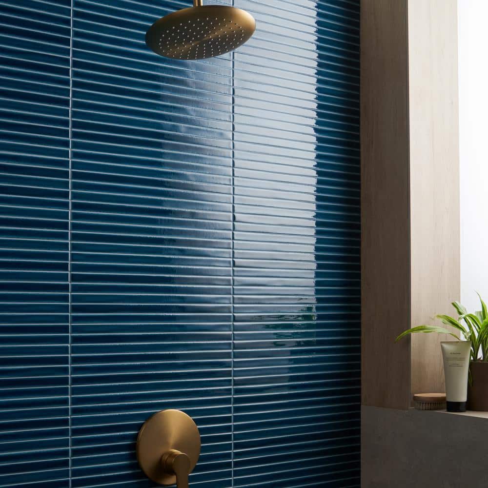 Sapphire Blue Glossy Ceramic Mosaic Wall Tile Sheet