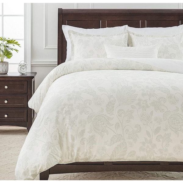 CHANASYA Taupe Woodgrain Print Microfiber Duvet Cover Set, Twin Size