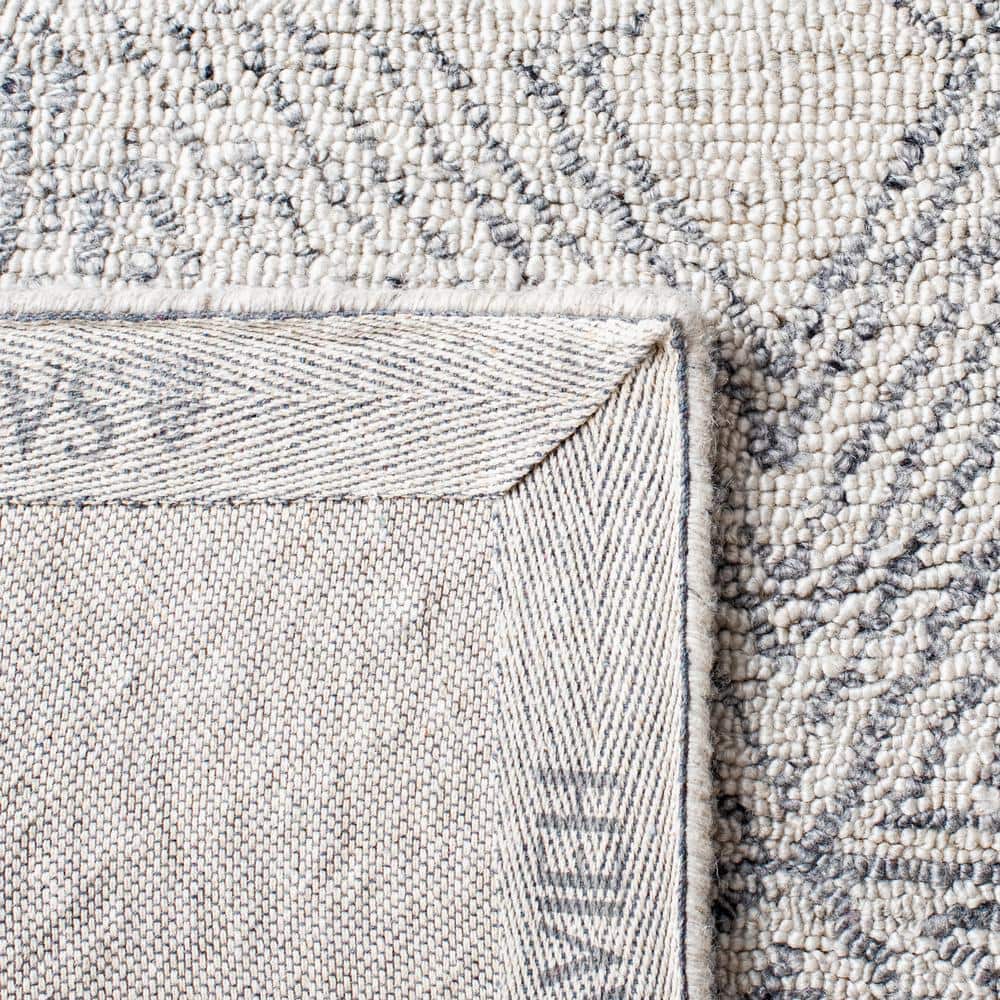 Handmade Abstract Gray Wool & Synthetic Tufted Rug - 24x3 in