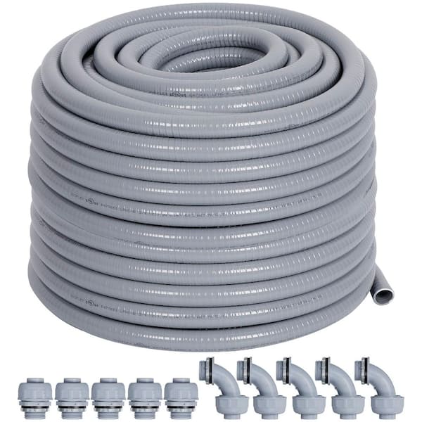 3/4 in. x 100 ft. Flexible Liquid-Tight Electrical Conduit Kit with 10-Piece Connector Fittings