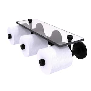 Prestige Regal Horizontal Reserve 3-Roll Toilet Paper Holder with Glass Shelf in Matte Black