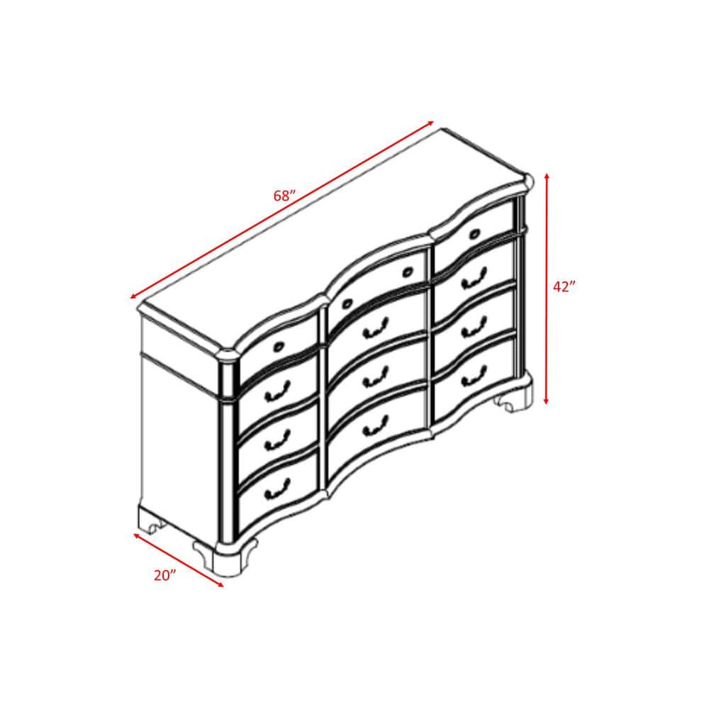 Tomlyn 68" Dark Cherry Poplar Wood Dresser with Felt Lined Drawers