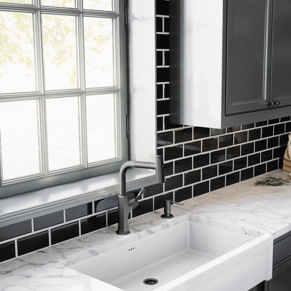 Locarno Matte Black Art Deco Inspired Kitchen Soap Dispenser