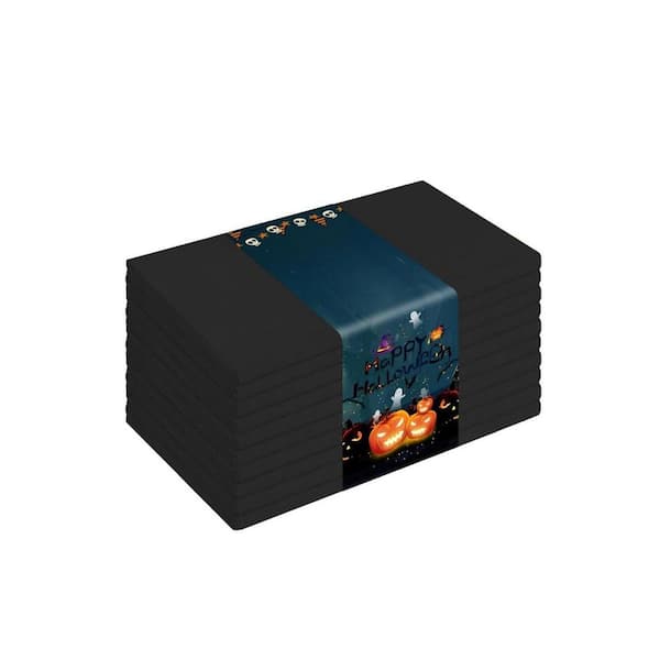 10-Piece 54 x 108 in. Rectangle Sturdy Black Plastic Disposable Table Cloth for Party Flatware Serving Set