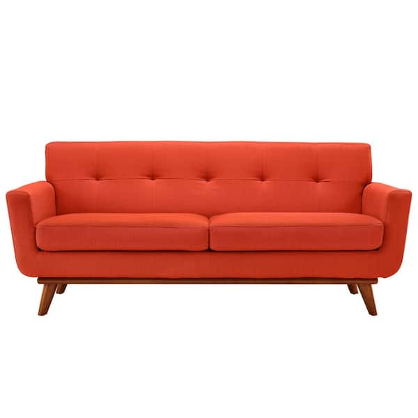 MODWAY Engage 78 in. Atomic Red Polyester 2-Seater Loveseat with Wood Legs