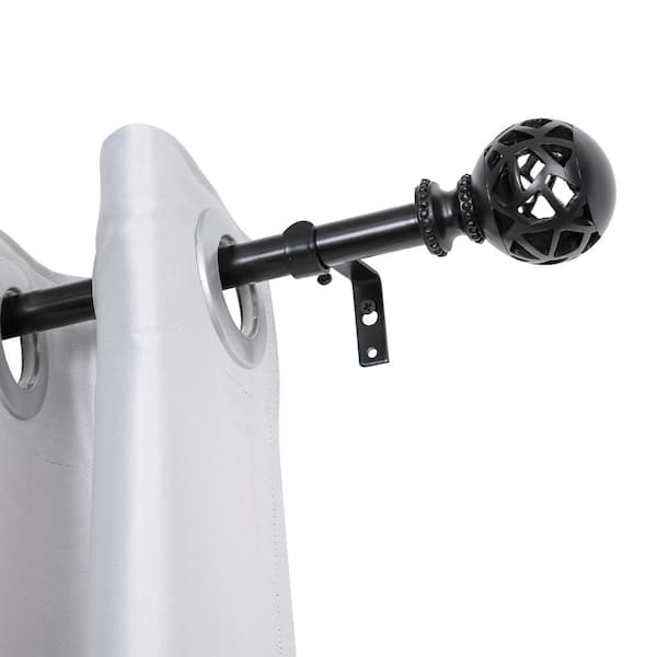 0.75 Inch Curtain Rod For Windows 48 to 86 Inch, Adjustable Drapery Rods, Black