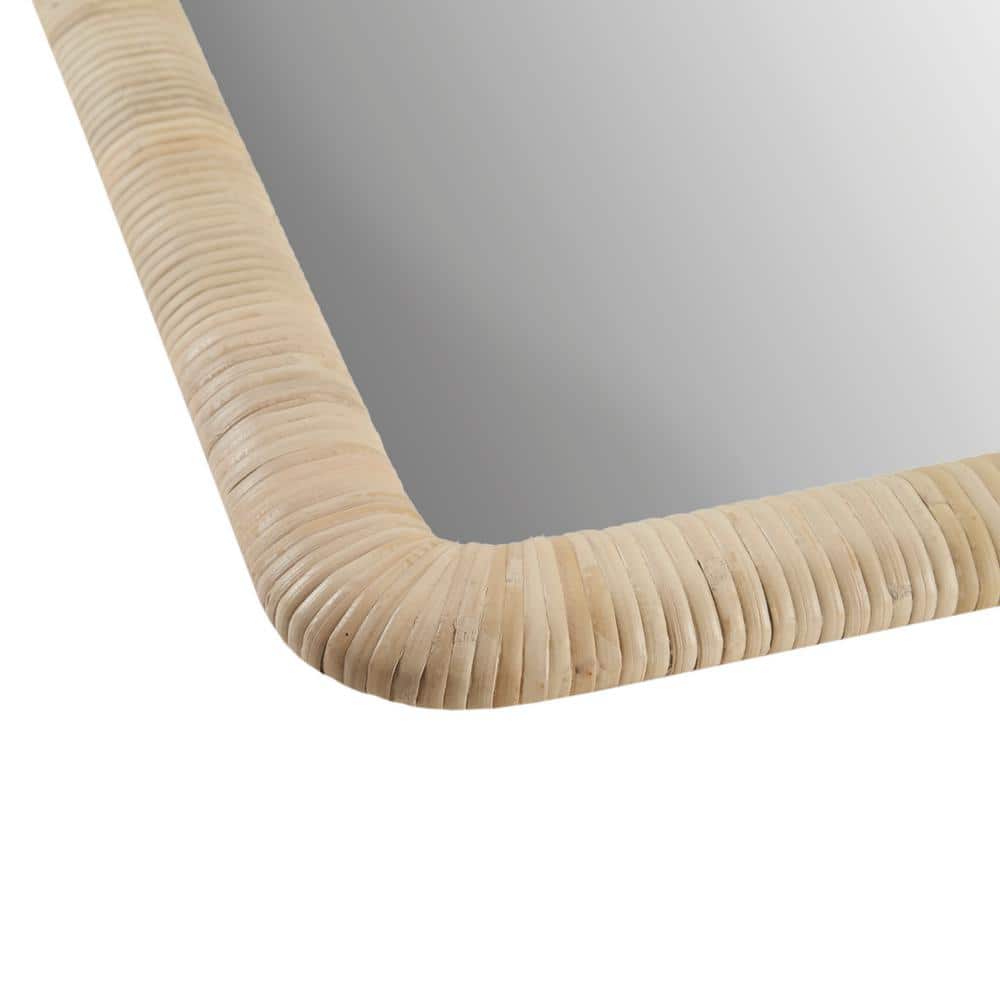 Nova Natural Rattan Rectangle Wall Mirror with Rounded Corners