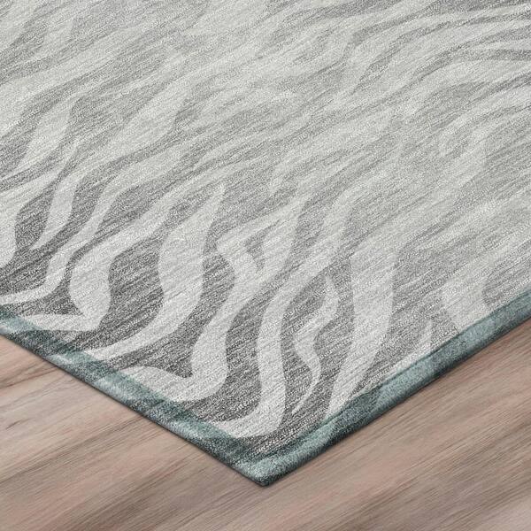 Chantille Machine Washable Indoor/Outdoor Abstract ACN2925 Silver 2 ft. x 3 ft. Accent Rug
