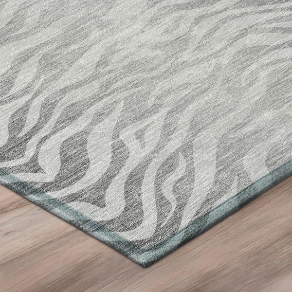 Chantille Machine Washable Indoor/Outdoor Abstract ACN2925 Silver 5 ft. x 7 ft. 6 in. Area Rug