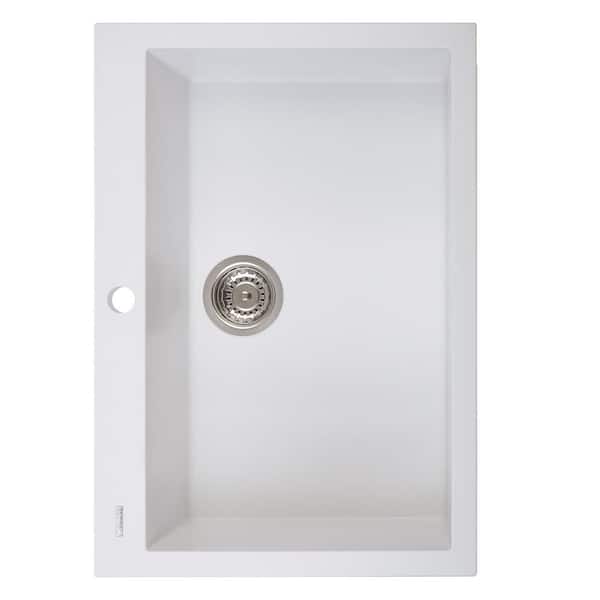 One Series 30 in. Drop-in Single Milk White Quartz Kitchen Sink