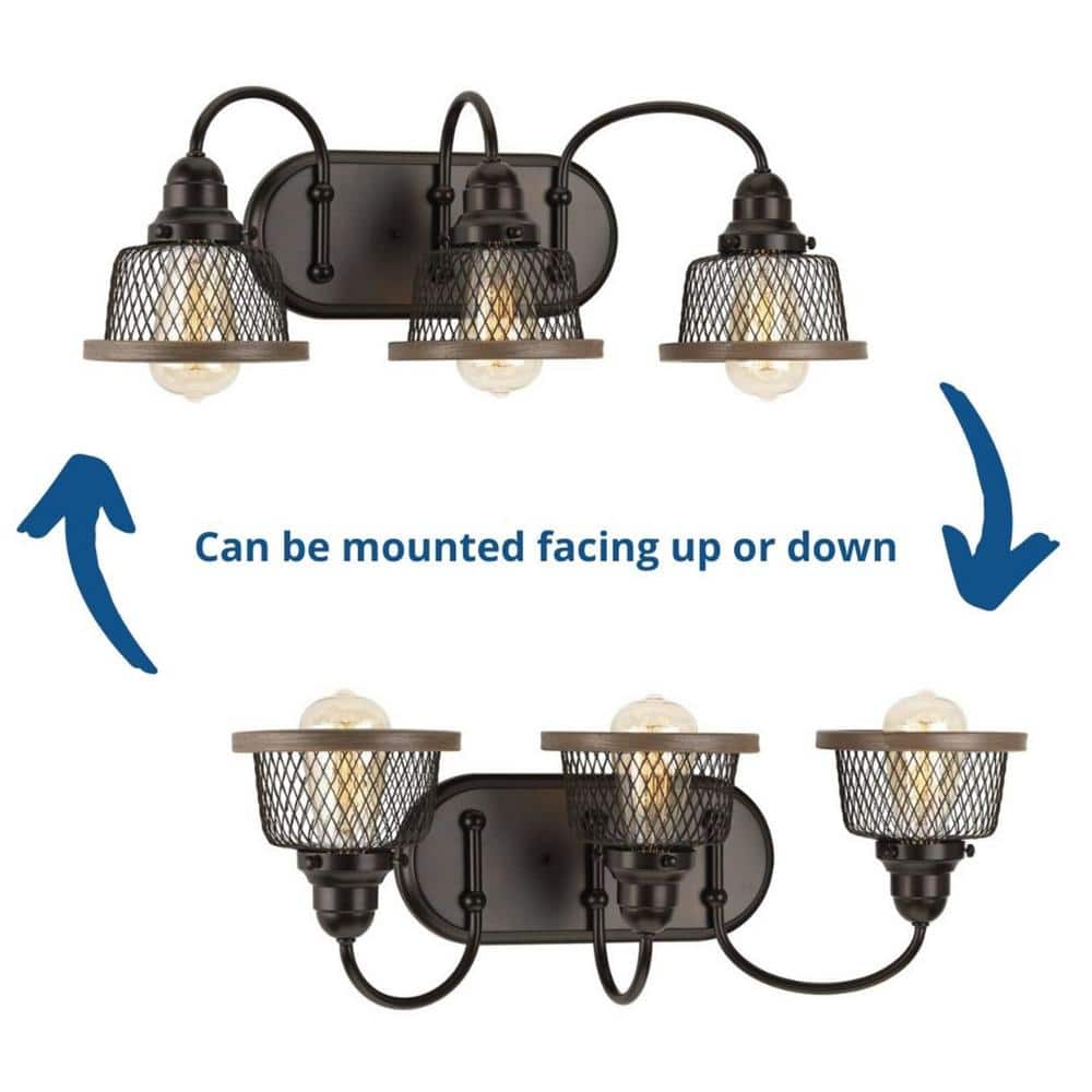 Antique Bronze Faux Wood Trim Bathroom Vanity Light