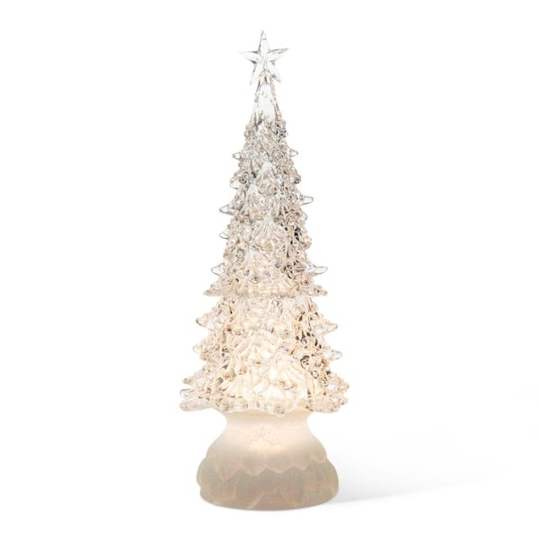 Glitzhome 18.5 in. H Christmas Lighted Acrylic Rotating Table Tree ...