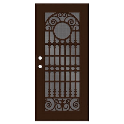Spaniard 30 in. x 80 in. Left Hand/Outswing Copper Aluminum Security Door with Black Perforated Metal Screen