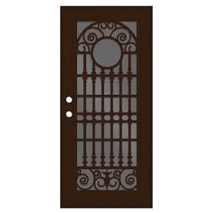 Spaniard 32 in. x 80 in. Left Hand/Outswing Copper Aluminum Security Door with Black Perforated Metal Screen