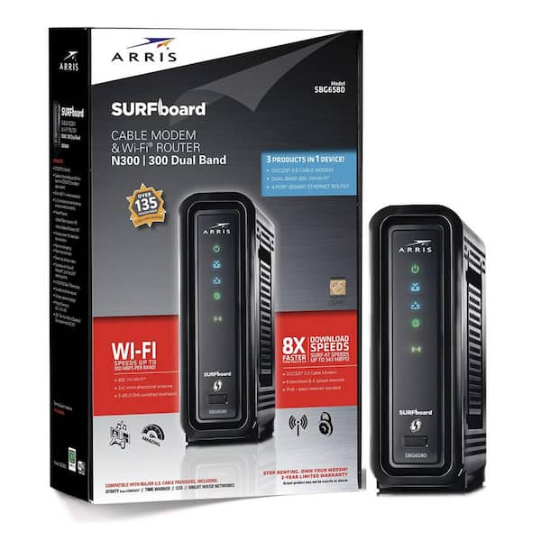 ARRIS SURFboard DOCSIS 3.0 Cable Modem and Wi-Fi Router SBG6580 with Wireless Gateway