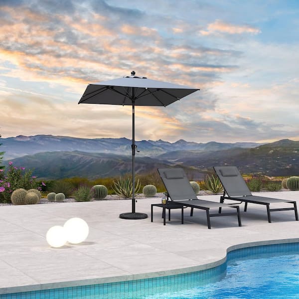 6 ft. Square Aluminum Crank and Tilt Outdoor Patio Market Umbrella in Light Gray