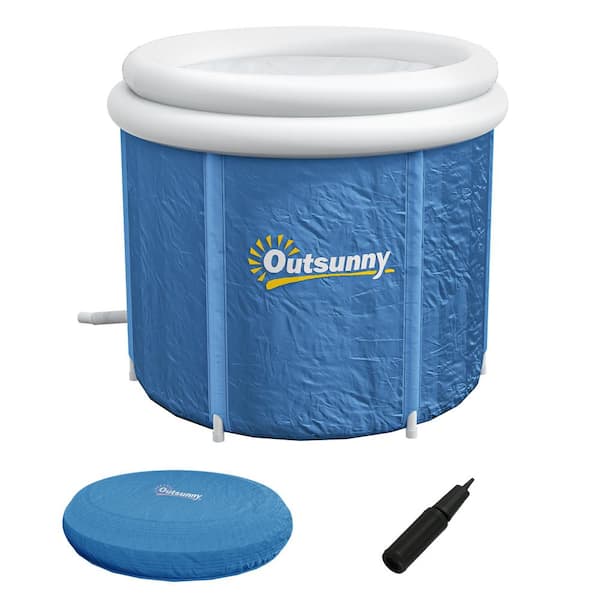 Outsunny Portable 300L Dark Blue Ice Bath Tub with Thermo Lid