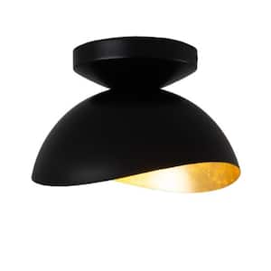 Luna Bella 10 in. 1-Light Matte Black Flush Mount with No Glass Shade and No Bulbs Included (1-Pack)
