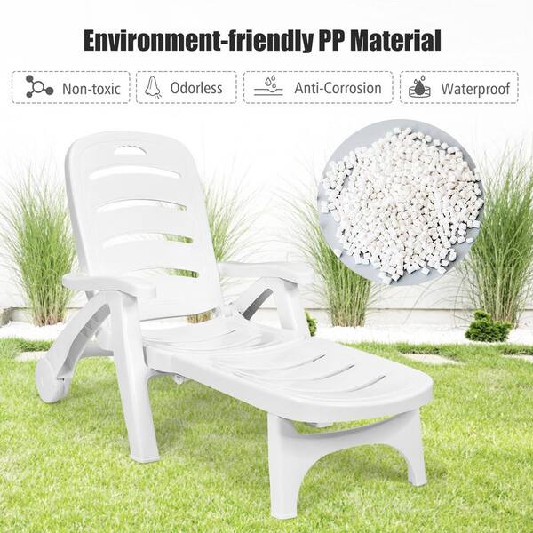 Costway Outdoor White Plastic Folding Chaise Lounge Chair 5 Position Adjustable Rolling Recliner With Wheels Hw66598 The Home Depot - Plastic Folding Chaise Lounge Chair Costway Outdoor White Plastic Folding Chaise Lounge Chair 5 Position Adjustable Rolling Recliner With Wheels Hw66598 The Home Depot - Plastic Folding Chaise Lounge Chair