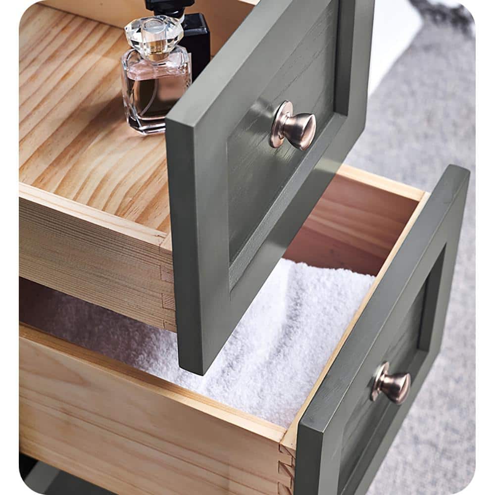 Gray Solid Wood and MDF Freestanding Double Sink Bathroom Vanity