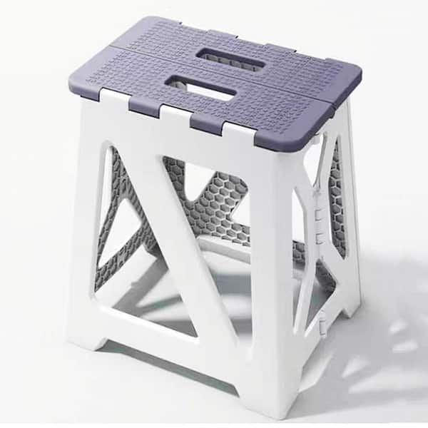 Foldable Plastic Bath Shower Safety Chair Seat in Gray for Bathroom, Anti-Slip Bench Bathtub Stool for Elderly Seniors