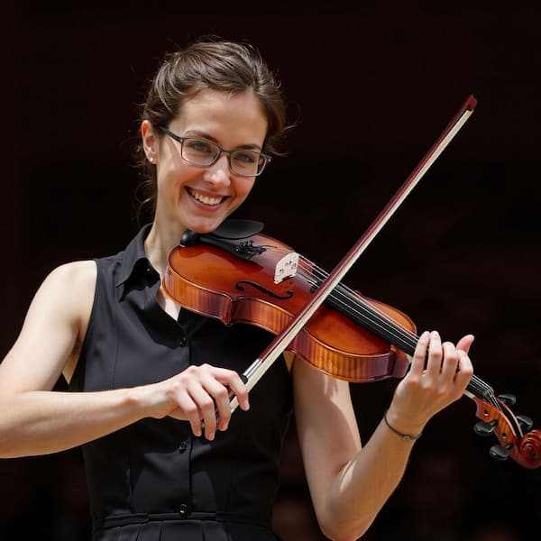 SKYSHALO Violin 4/4 Full Size Violin Fiddle Set  Hard Case Rosin Bow Shoulder Rest Bridge Extra Strings (Glossy Brown Patterned)