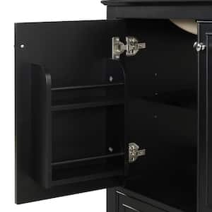 30 in. W x 18.3 in. D x 34 in. H Single Sink Bath Vanity in Black Bathroom Cabinet with Drawer and White Ceramic Top