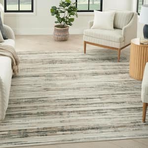 Serenity Home Ivory Beige 9 ft. x 12 ft. Abstract Contemporary Area Rug