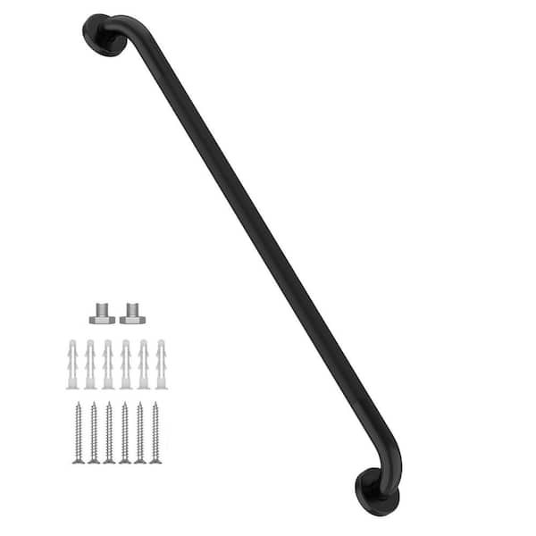36 in. Anti Slip Shower Grab Bar in Black, Knurled Bathroom Grab Bar, Safety Hand Rail Support for Handicap Elderly